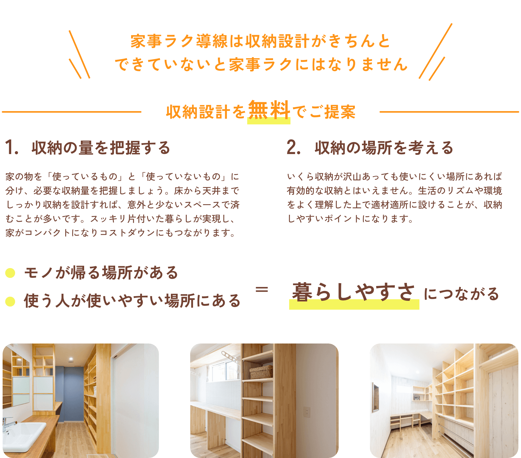 家事ラク導線は収納設計がきちんとできていないと家事ラクにはなりません